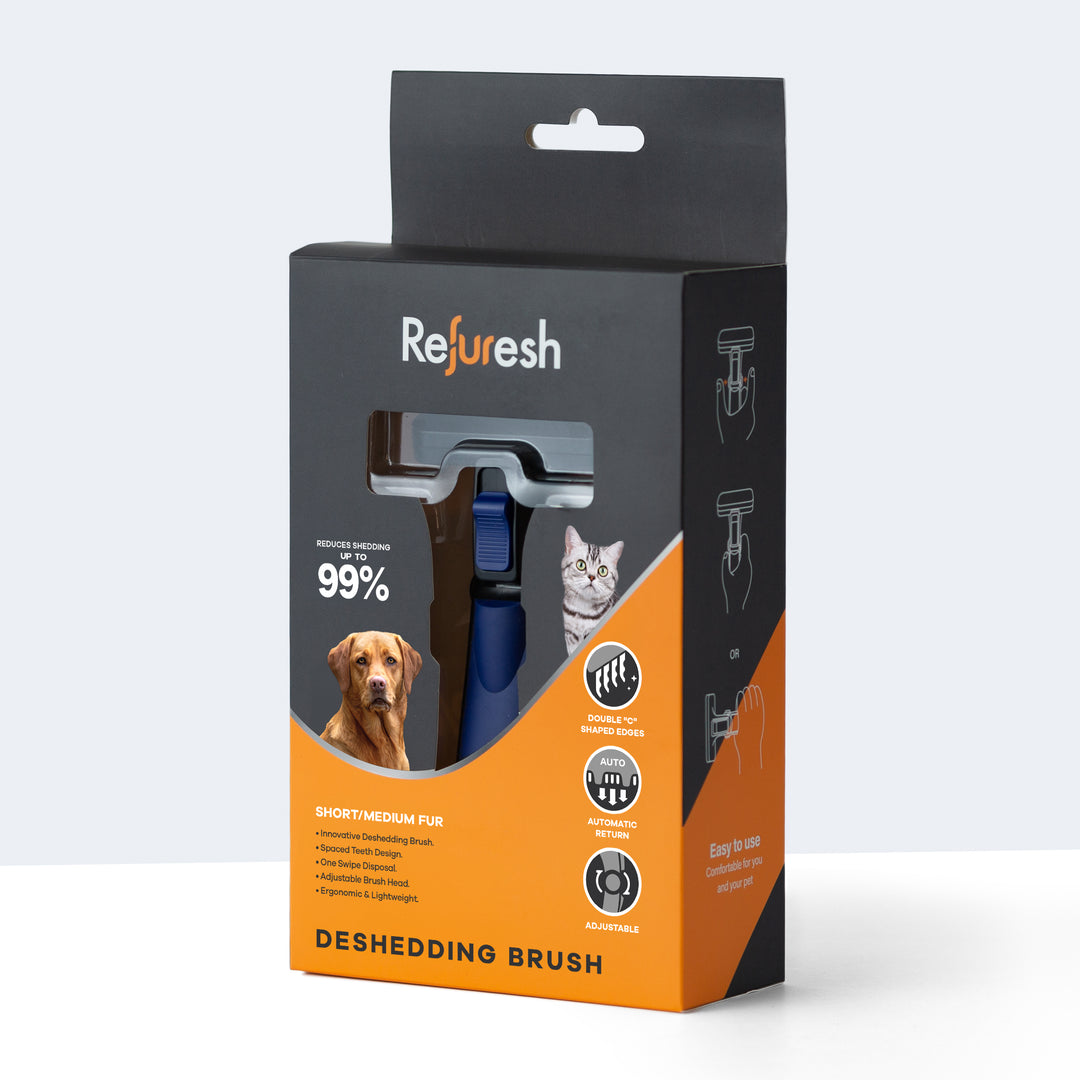 Refuresh Deshedding Brush for Short/Medium Hair - Medium Size Blue – 8 Paws